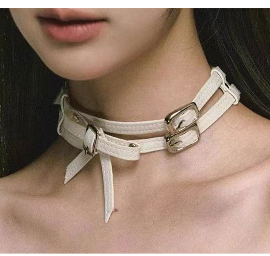 Collar de Cuero Blanco con Moño Elegante para Mujer - Image 14