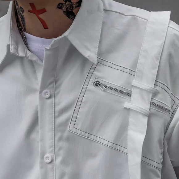 Camisa Blanca Suelta de Manga Larga para Hombre