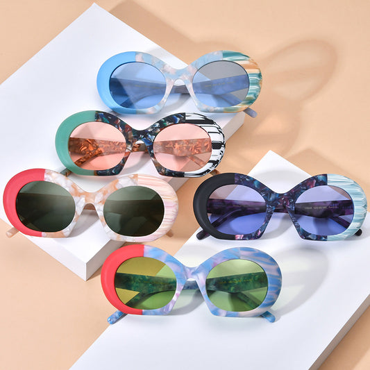 Gafas de Sol Estilo Cat-eye con Lentes Ahumados y Bloques de Color