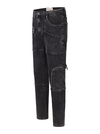 Jeans Slim Fit Gris Desgastado Lavado - Image 7