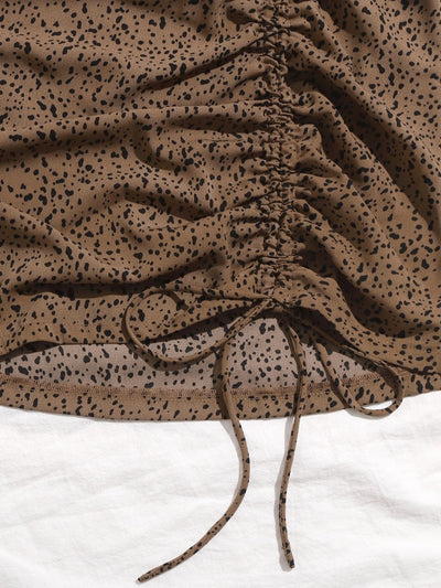 Minifalda Leopardo Cintura Alta Ajustada con Cordón Ajustable - Image 6