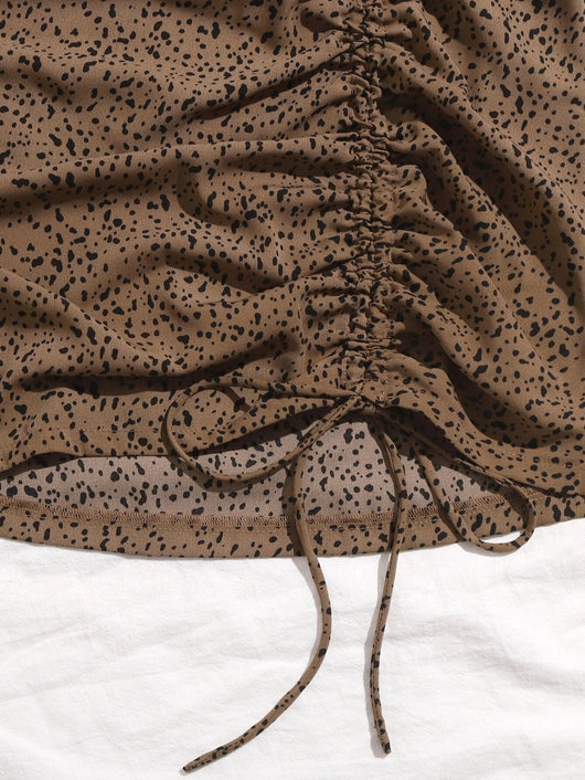 Minifalda Leopardo Cintura Alta Ajustada con Cordón Ajustable - Image 6
