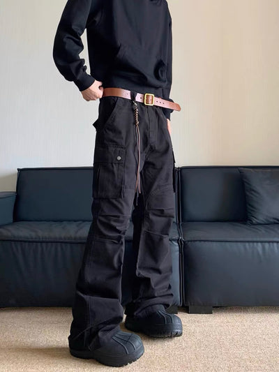 Pantalones Cargo Retro Múltiples Bolsillos Hombre Corte Recto Paracaidista - Image 8