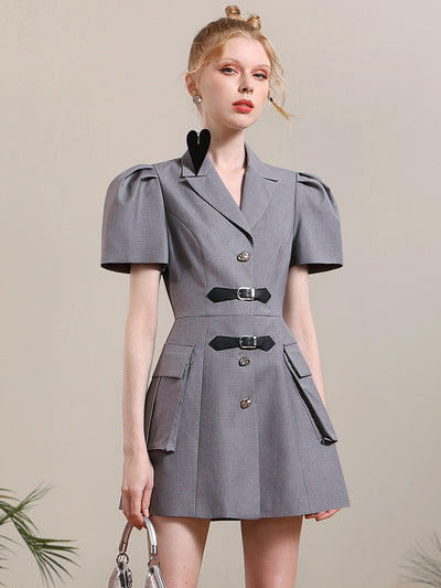 Vestido Elegante con Mangas Abullonadas y Cintura Ajustada - Image 9