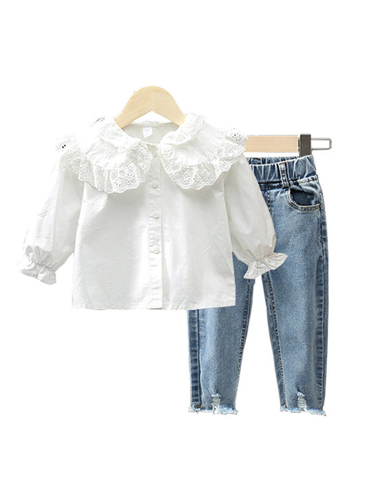 Conjunto Infantil Estilo Western: Camisa y Jeans para Niñas