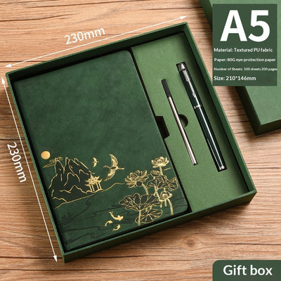 Set de Cuaderno A5 Estilo Chino Vintage para Negocios y Oficina en Caja de Regalo - Image 16