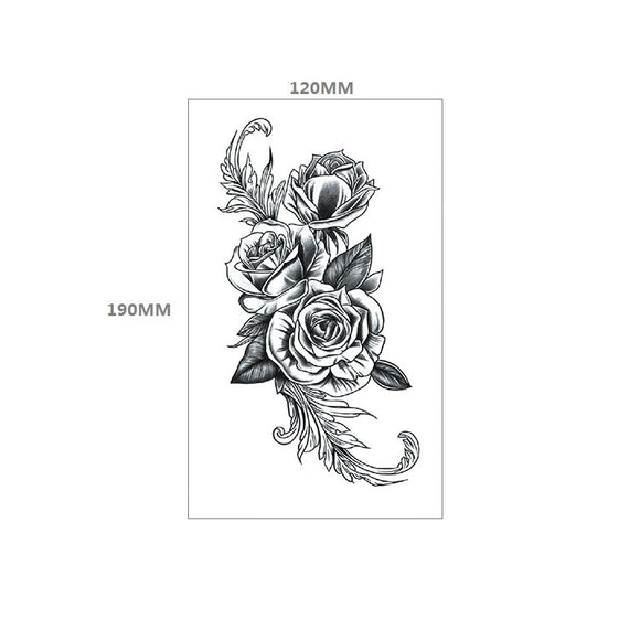 Tatuaje Temporal Floral Impermeable Rosa Negra - Diseño Totem Personalizable