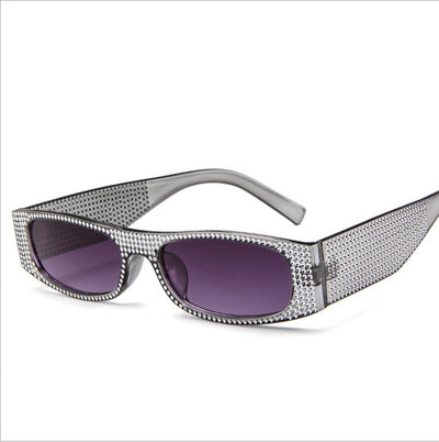 Yellow rectangular sunglasses with clear rhinestone-studded frames and matching yellow lenses. - Image 14