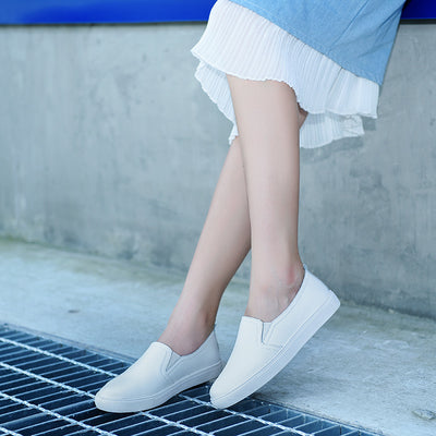 Zapatos Blancos de Cuero para Mujer con Suela Gruesa - Cómodos y Casuales - Image 3
