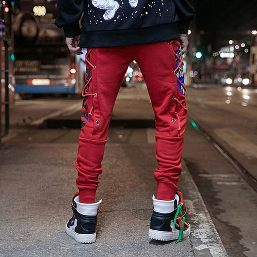 Pantalones Harem Hip Hop con Estampado Urbano y Puños Ajustables - Image 4
