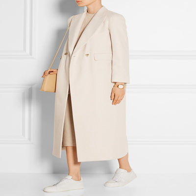 Abrigo de Cachemira Largo Doble Botonadura - Elegancia Minimalista para Otoño e Invierno