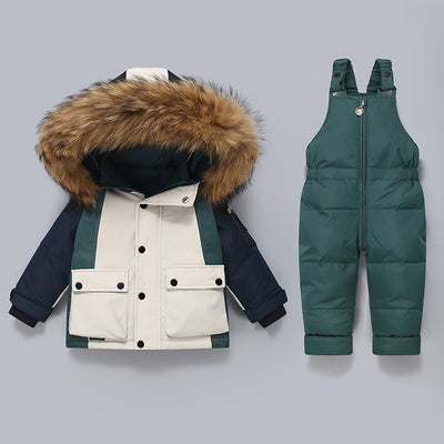 Conjunto Térmico Acolchado para Niños: Chaqueta y Pantalón Peto
