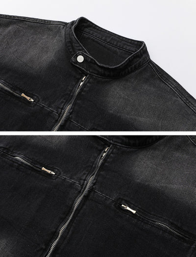 Chaqueta Denim Coreana Cuello Alto Suelta - Estilo Trendy Premium - Image 14