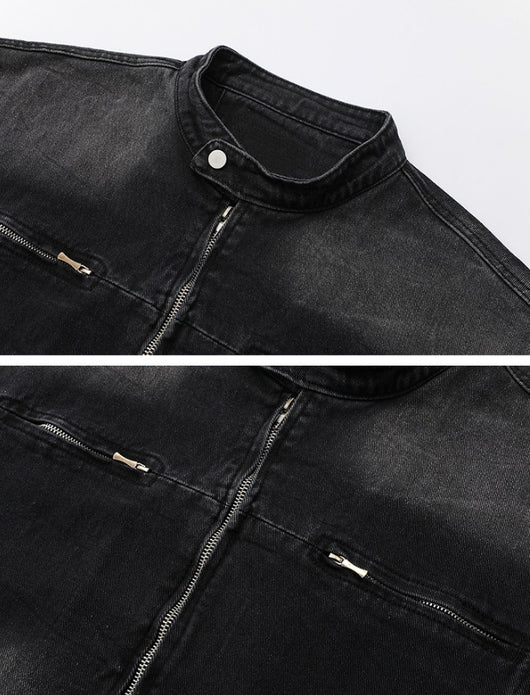 Chaqueta Denim Coreana Cuello Alto Suelta - Estilo Trendy Premium - Image 14