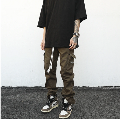 Pantalones Cargo con Cordón y Bolsillos Laterales para Hombre - Image 4
