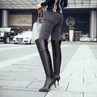 Botas Stiletto Hasta la Rodilla con Cierre de Cremallera para Mujer - Image 4