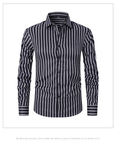 Camisa de Manga Larga en Seda de Hielo con Rayas Coordinadas - Image 17