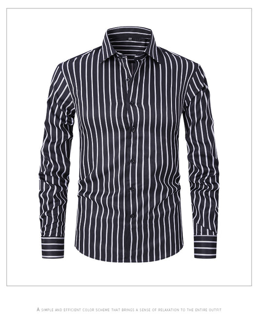 Camisa de Manga Larga en Seda de Hielo con Rayas Coordinadas - Image 17
