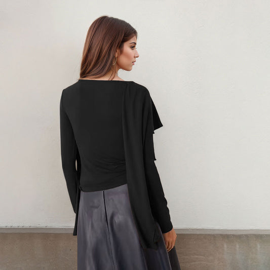 Blusa Elegante con Capa para Mujer - Estilo Premium Oscuro - Image 2