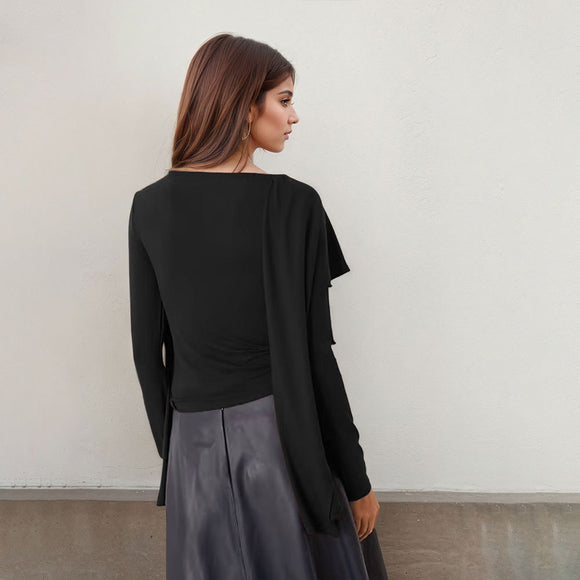 Blusa Elegante con Capa para Mujer - Estilo Premium Oscuro