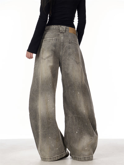 Pantalones Vaqueros Retro Splash Ink Machete para Pareja - Image 13