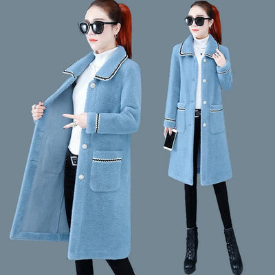 Abrigo de Felpa Faux Mink de Largo Medio para Mujer - Image 12
