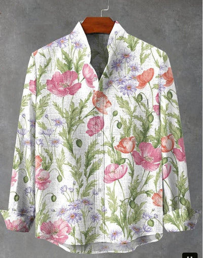 Camisa de Cuadros con Cuello Mao Manga Larga para Hombre - Image 11
