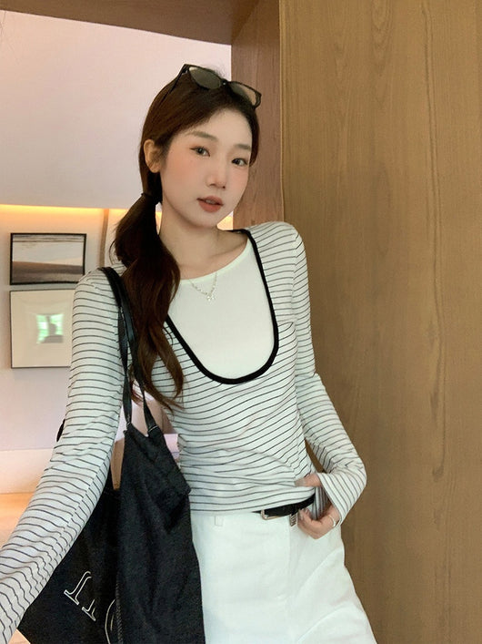 Blusa Coreana Ajustada para Transición de Otoño - Image 7