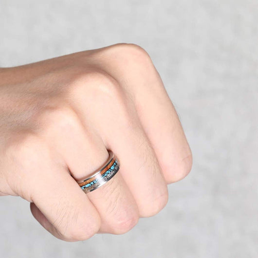 Anillo de Madera Incrustada con Patrón de Cuerno - Lujo Creativo - Image 9