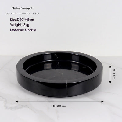 Mesa de Té Chino con Borde de Mármol y Maceta de Flores Eternas Simuladas - Image 7