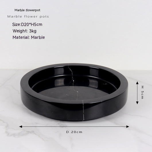 Mesa de Té Chino con Borde de Mármol y Maceta de Flores Eternas Simuladas - Image 7