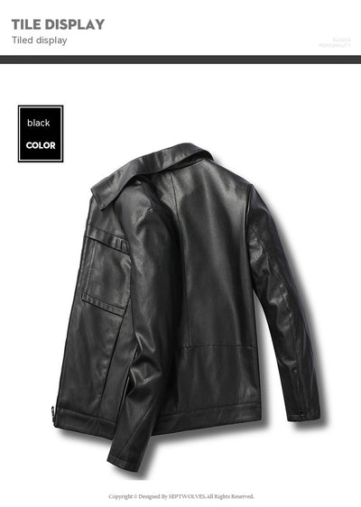 Chaqueta de Cuero para Motociclista Slim Fit Casual - Image 13