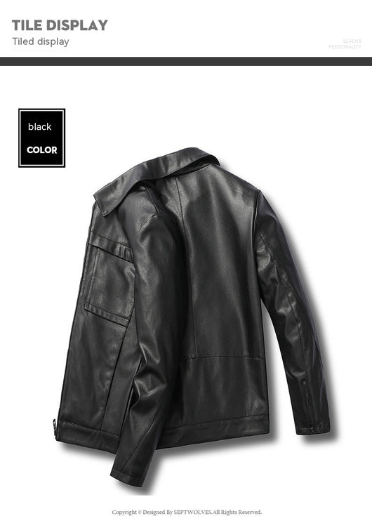 Chaqueta de Cuero para Motociclista Slim Fit Casual - Image 13