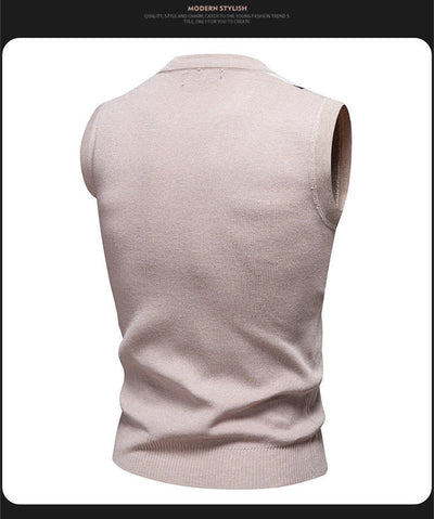 Suéter Tejido Jacquard para Hombre - Chaleco Cuello V - Image 26