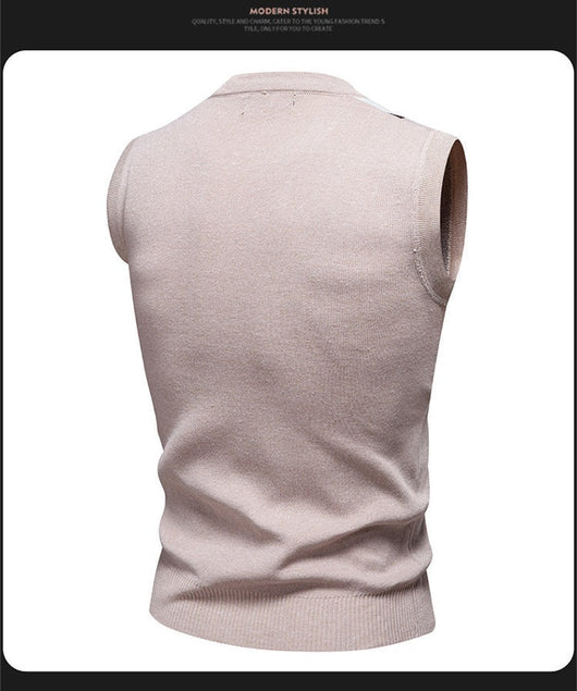 Suéter Tejido Jacquard para Hombre - Chaleco Cuello V - Image 26