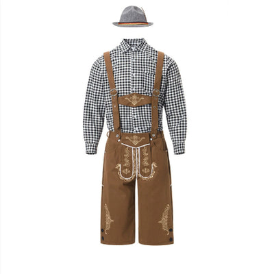 Conjunto Completo para Festival de Cerveza - Overol Denim, Camisa y Gorro - Image 6