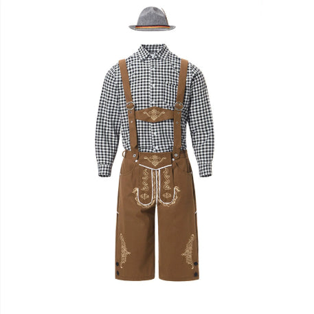 Conjunto Completo para Festival de Cerveza - Overol Denim, Camisa y Gorro - Image 6