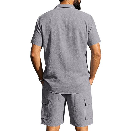 Conjunto Camisa Tipo Polo con Solapa y Shorts Multibolsillos - Image 24