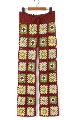 Pantalones Tejidos a Mano con Flores en Cintura Alta - Image 6