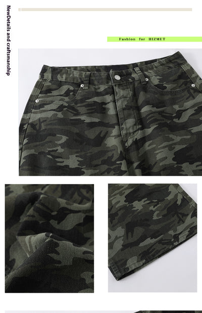Pantalón Cargo Ancho Camuflaje Retro de Tiro Bajo - Image 14