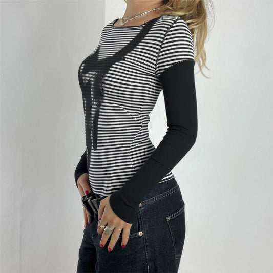 Blusa Casual de Punto con Estampado de Gatos y Rayas - Image 2