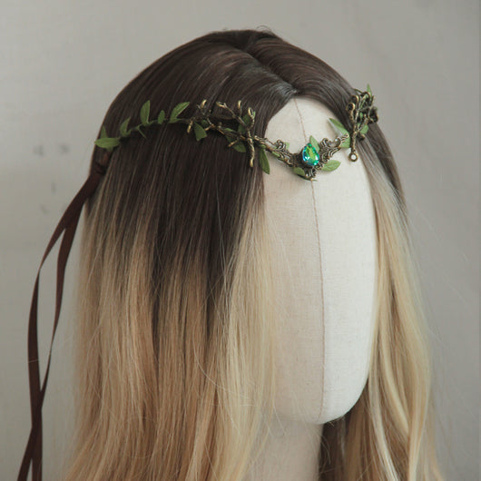 Diadema Hoja con Gota de Agua - Tocado de Hada Elfa Mágico para Mujer - Image 13