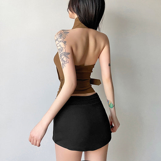 Top Halter Ajustado con Cuello Anudado y Espalda Descubierta - Image 4