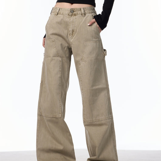 Jeans Rectos Sueltos Estilo Retro con Bolsillos para Mujer