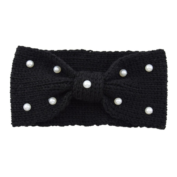 Diadema Tejida de Lana con Moño de Perlas para Mujer - Image 15