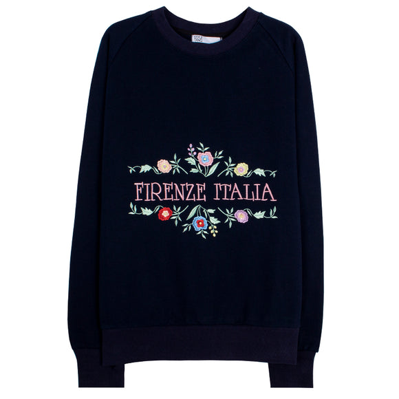 Suéter Cropped Retro Americano con Bordado Marino