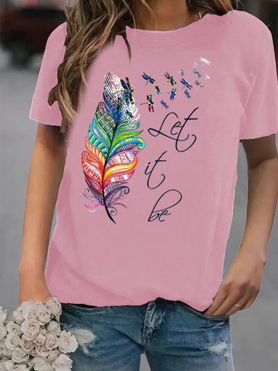 Camiseta Suelta Estampada Cuello Redondo Manga Corta para Mujer - Image 3