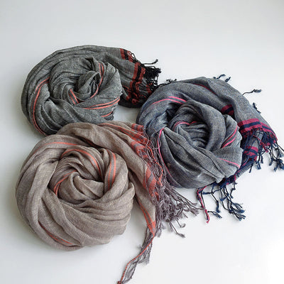 Bufanda Oversized de Lino y Cáñamo Gris Unisex - Versátil y Sostenible - Image 14
