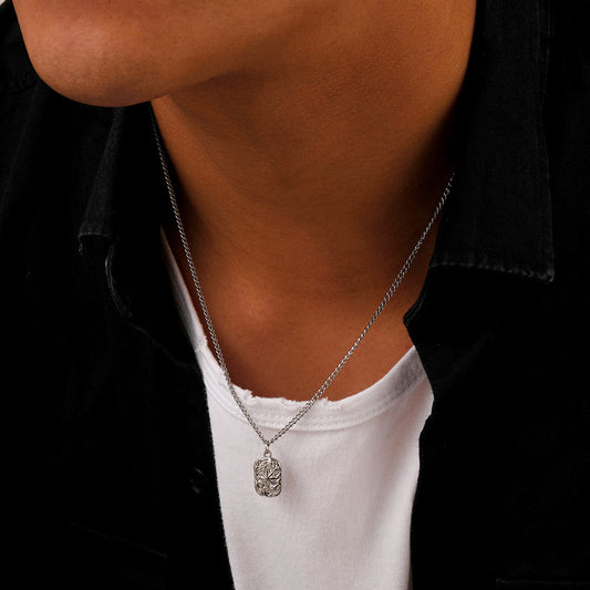 Collar Minimalista Cuadrado Acero Inoxidable para Hombre - Image 2