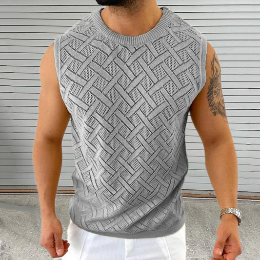 Chaleco Tejido Cuello Redondo para Hombre con Calado Primavera-Verano - Image 2